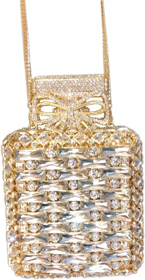 DJBM Women Elegant Perfume Bottle Clutch Bag Twinkling Rhinestone Evening Handbag for Wedding Banquet