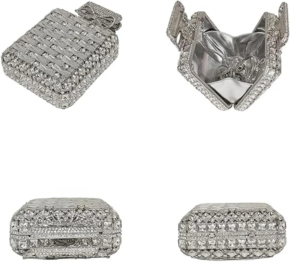 DJBM Women Elegant Perfume Bottle Clutch Bag Twinkling Rhinestone Evening Handbag for Wedding Banquet