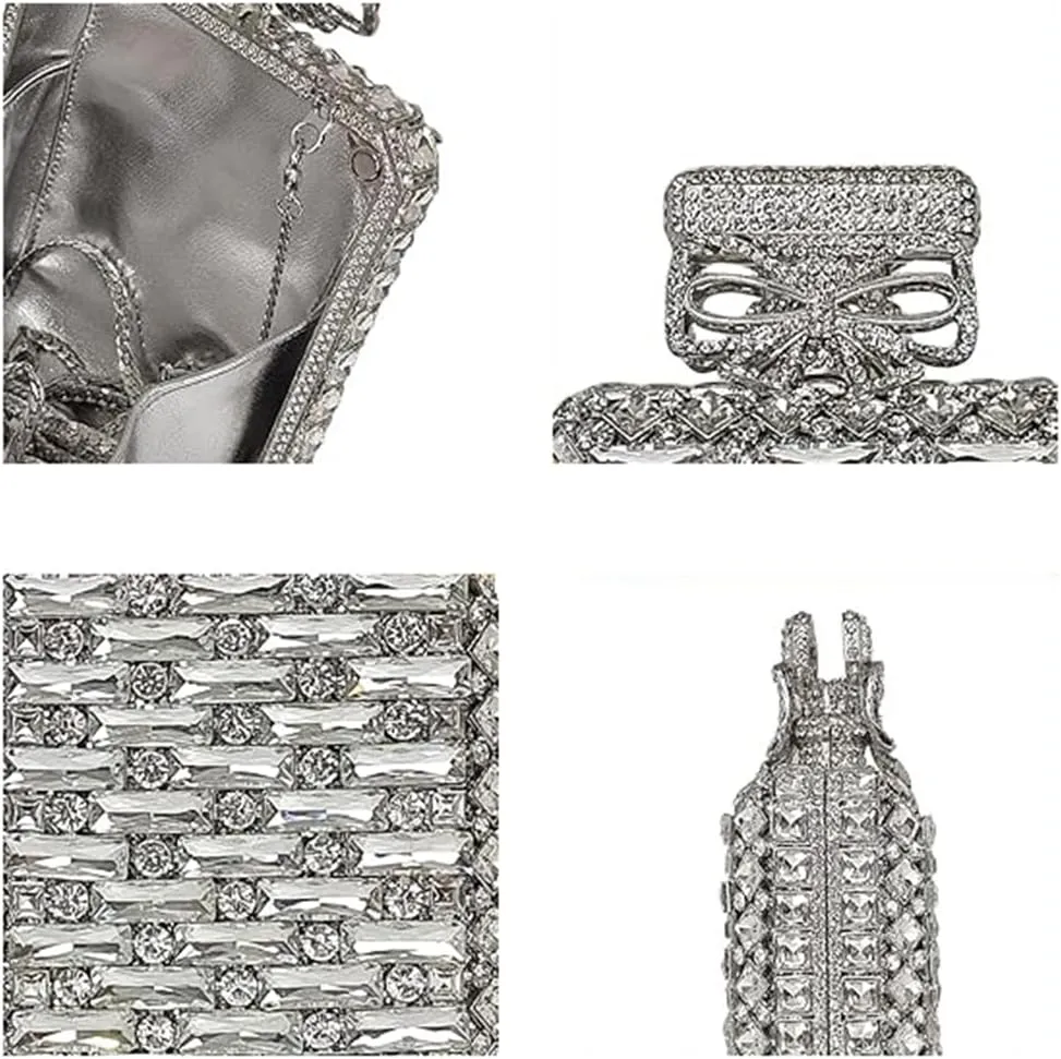 DJBM Women Elegant Perfume Bottle Clutch Bag Twinkling Rhinestone Evening Handbag for Wedding Banquet