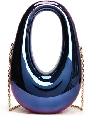 DJBM Women Moon Clutch Handbag Acrylic Elegant Crossbody Purse with Chain for Wedding Party Prom