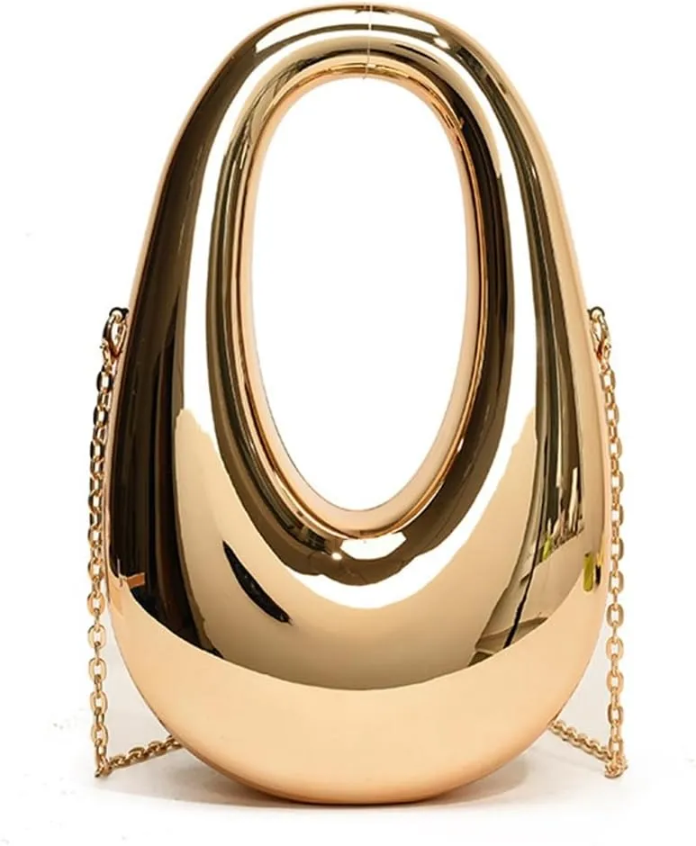 DJBM Women Moon Clutch Handbag Acrylic Elegant Crossbody Purse with Chain for Wedding Party Prom