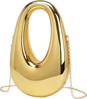 DJBM Women Moon Clutch Handbag Acrylic Elegant Crossbody Purse with Chain for Wedding Party Prom