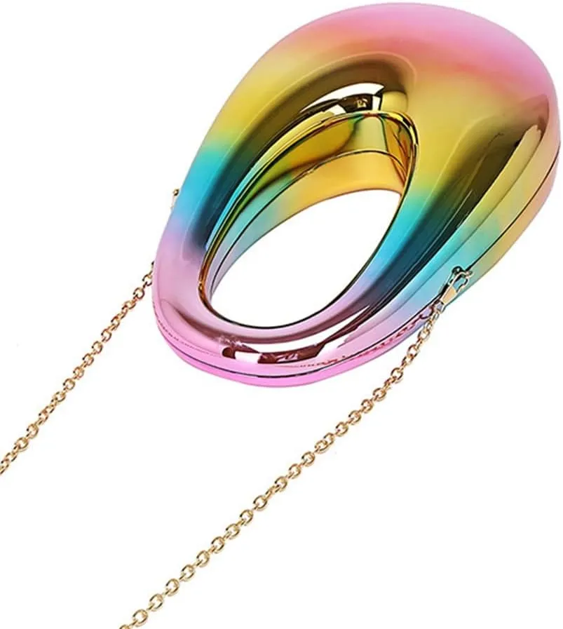 DJBM Women Moon Clutch Handbag Acrylic Elegant Crossbody Purse with Chain for Wedding Party Prom