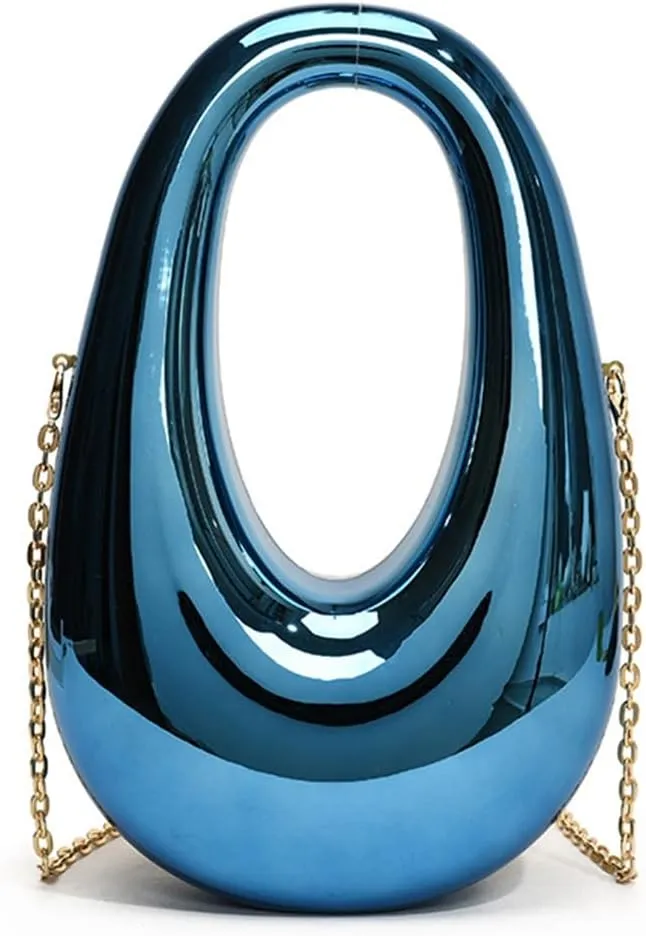 DJBM Women Moon Clutch Handbag Acrylic Elegant Crossbody Purse with Chain for Wedding Party Prom