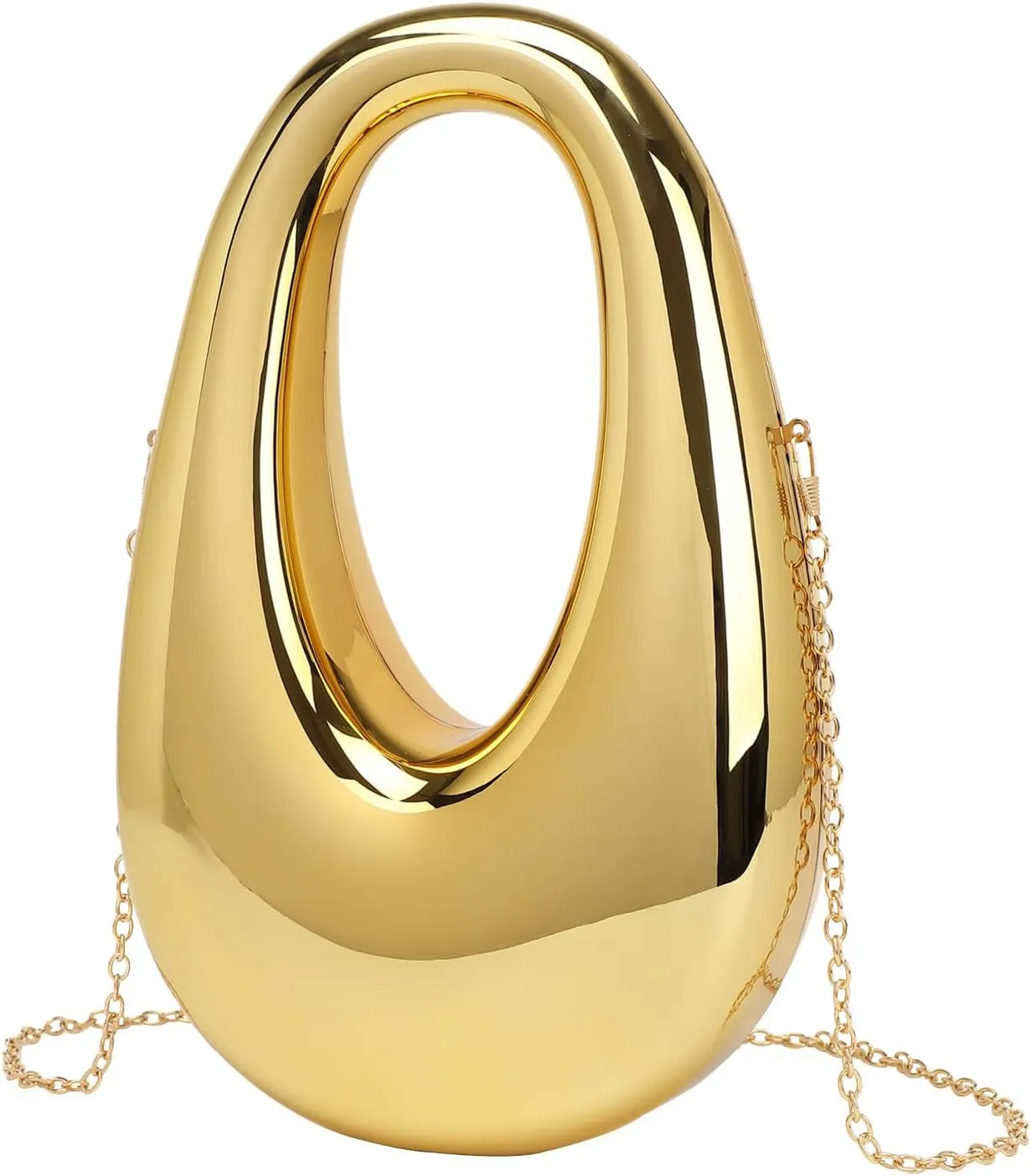 DJBM Women Moon Clutch Handbag Acrylic Elegant Crossbody Purse with Chain for Wedding Party Prom