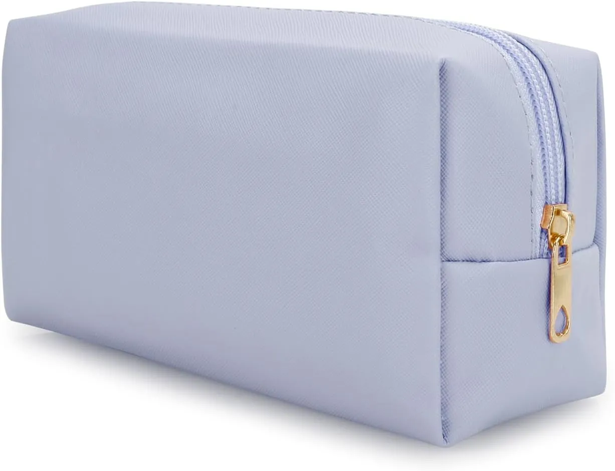 DOB SECHS PU Leather Cosmetic Bag Portable Toiletry Bag for Daily Use Cosmetic Organizer Water-resistant Make up Organizer Light Weight Travel Makeup Bag Cosmetic Pouch (Light Blue, S)