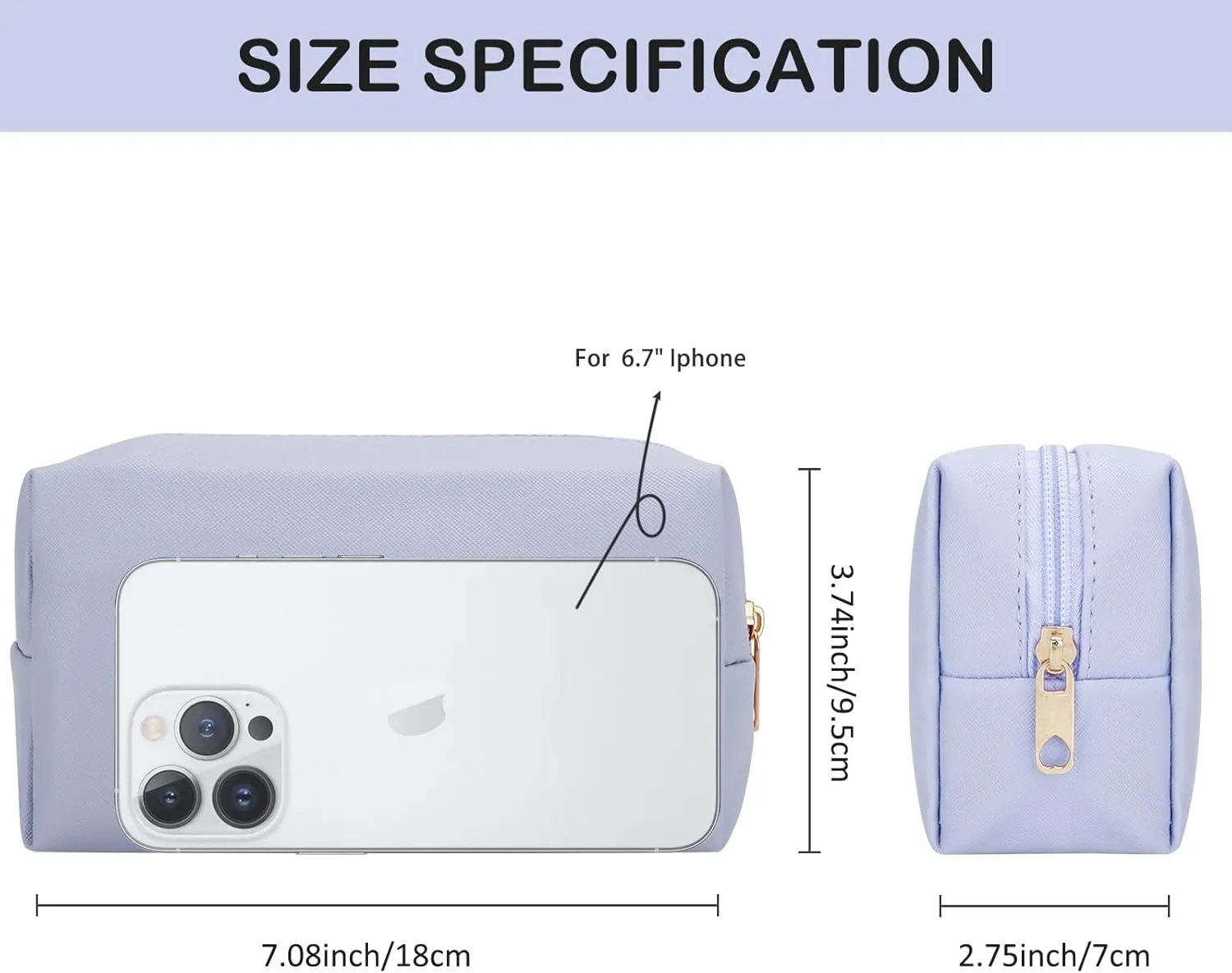 DOB SECHS PU Leather Cosmetic Bag Portable Toiletry Bag for Daily Use Cosmetic Organizer Water-resistant Make up Organizer Light Weight Travel Makeup Bag Cosmetic Pouch (Light Blue, S)