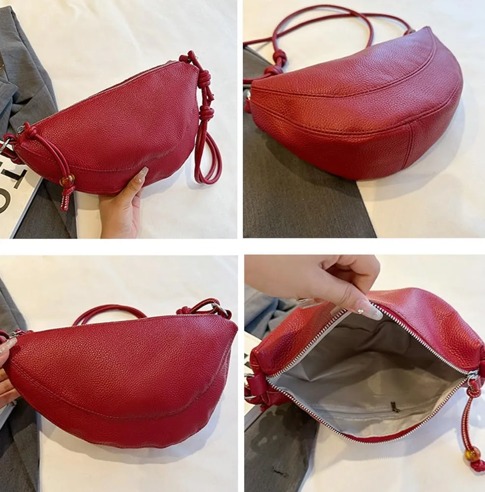 Dumpling Bags for Women Crescent Cross Body Bags for Casual Life Solid Color Shoulder Saddle Bag with Removable Strap