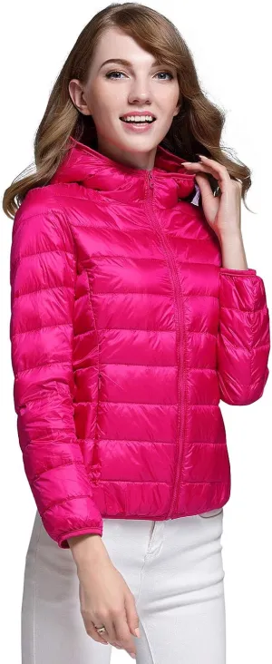 ebossy Women's Ultra-Light Packable Hooded Down Jacket