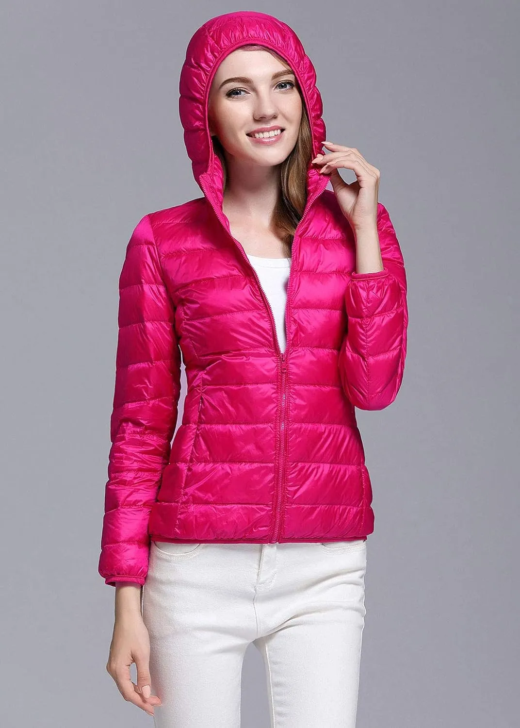 ebossy Women's Ultra-Light Packable Hooded Down Jacket