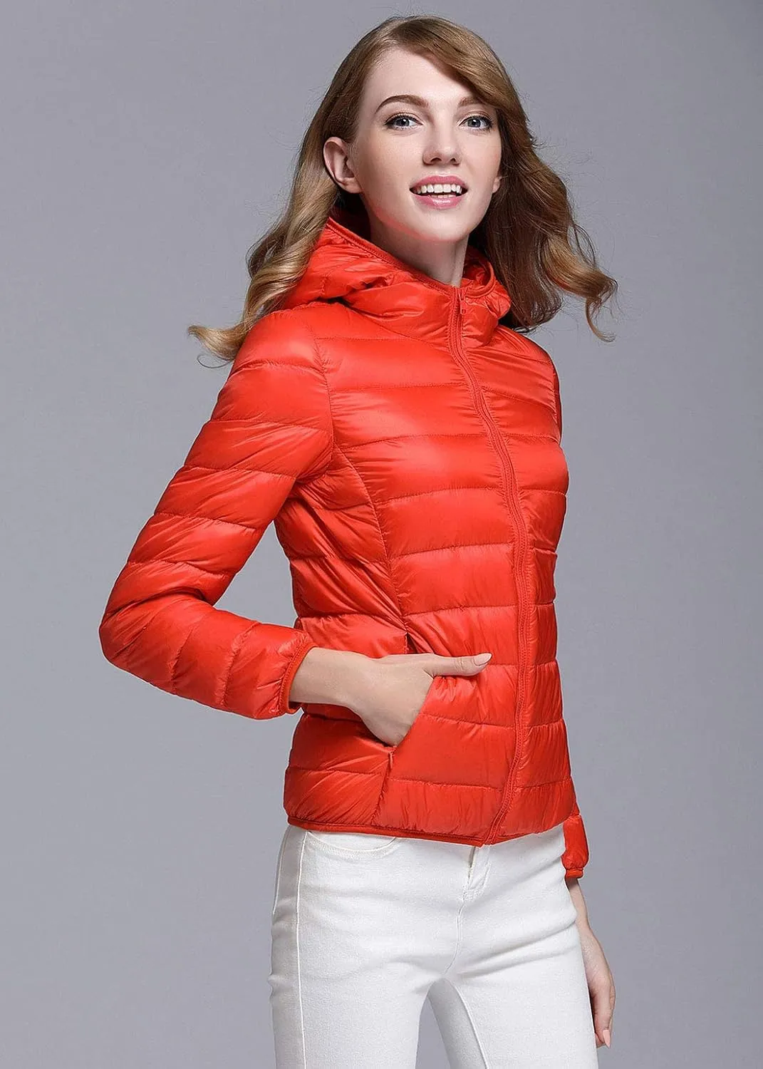 ebossy Women's Ultra-Light Packable Hooded Down Jacket