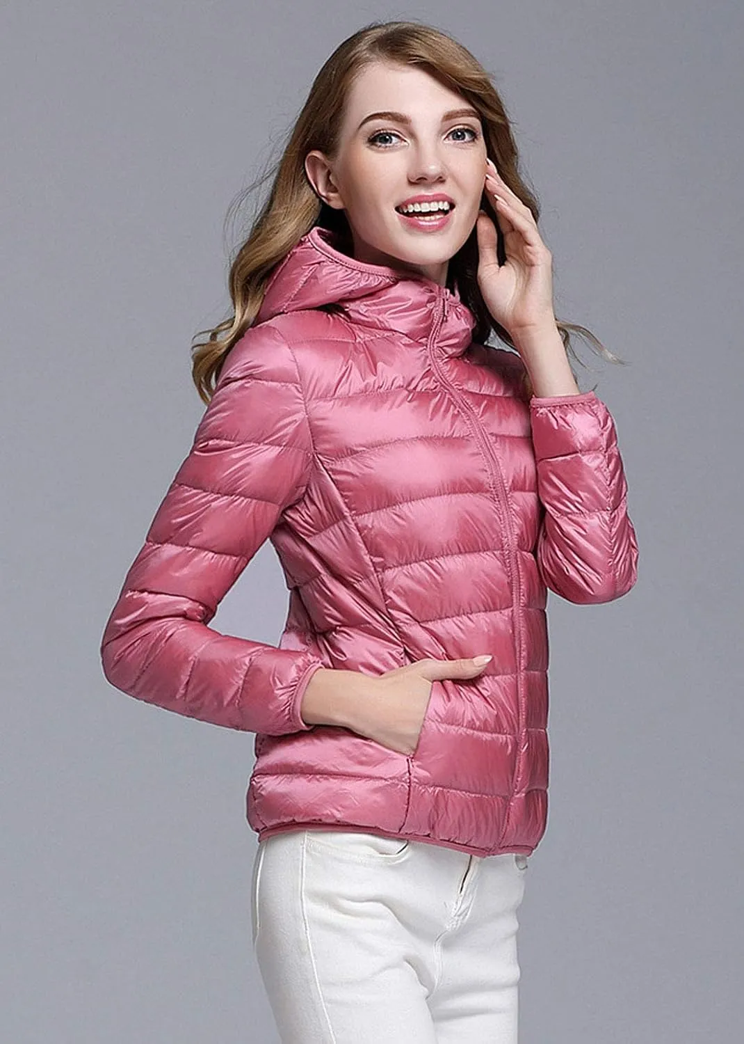ebossy Women's Ultra-Light Packable Hooded Down Jacket