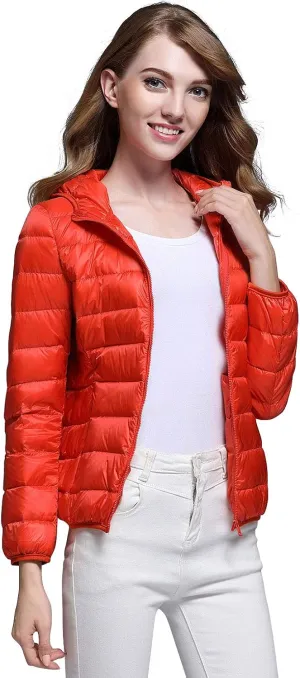 ebossy Women's Ultra-Light Packable Hooded Down Jacket