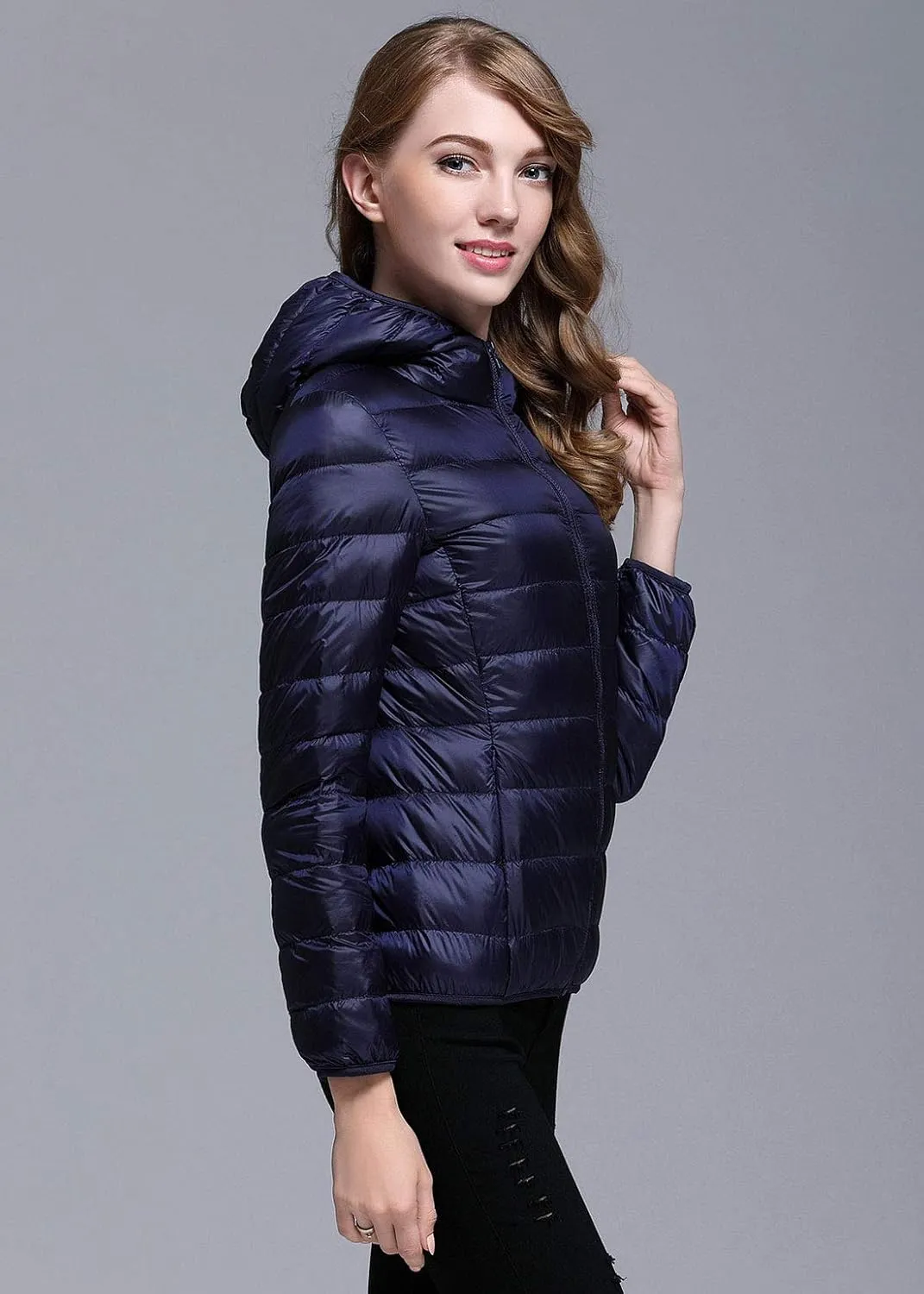 ebossy Women's Ultra-Light Packable Hooded Down Jacket