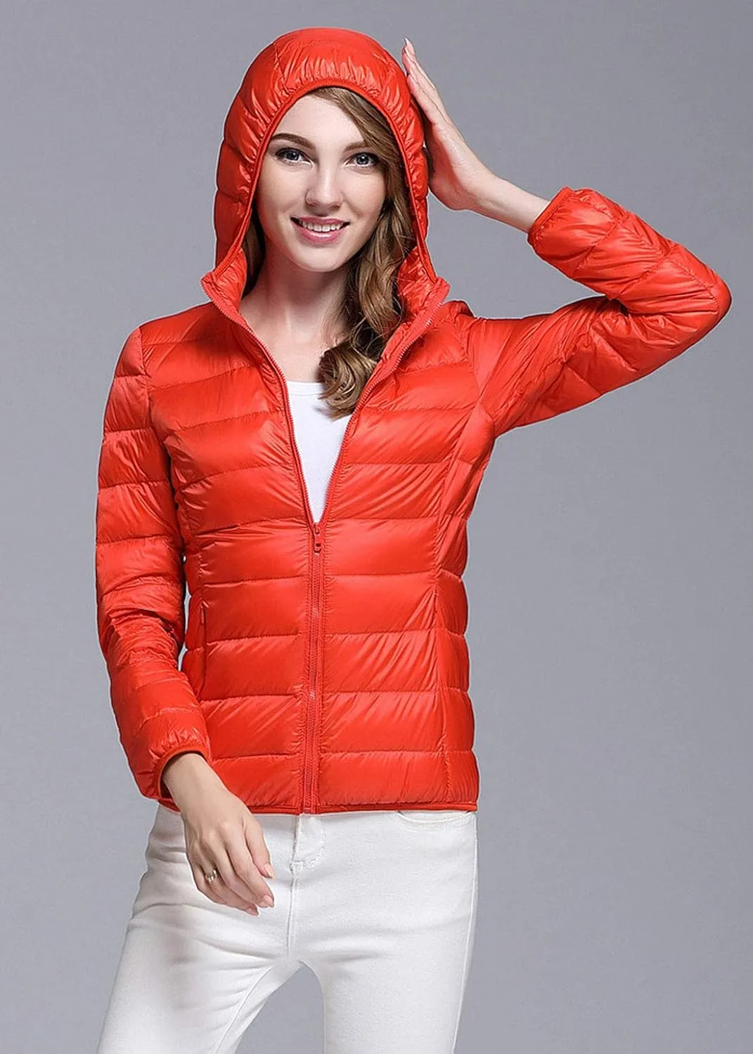 ebossy Women's Ultra-Light Packable Hooded Down Jacket