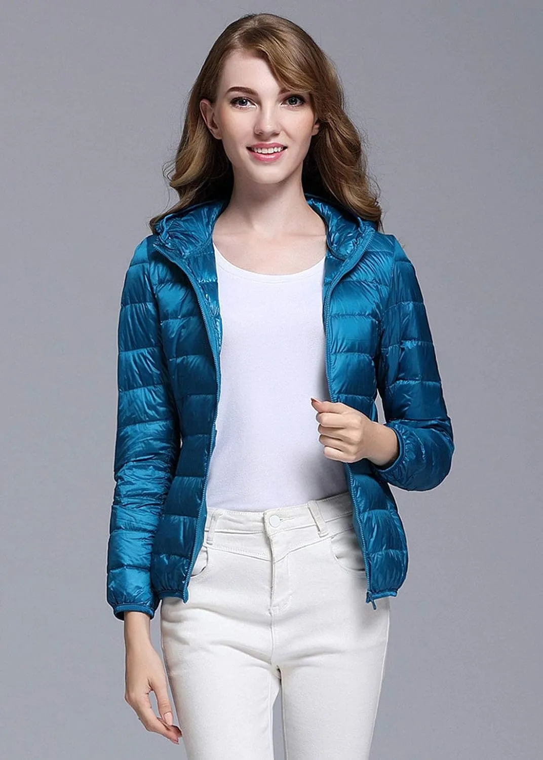 ebossy Women's Ultra-Light Packable Hooded Down Jacket