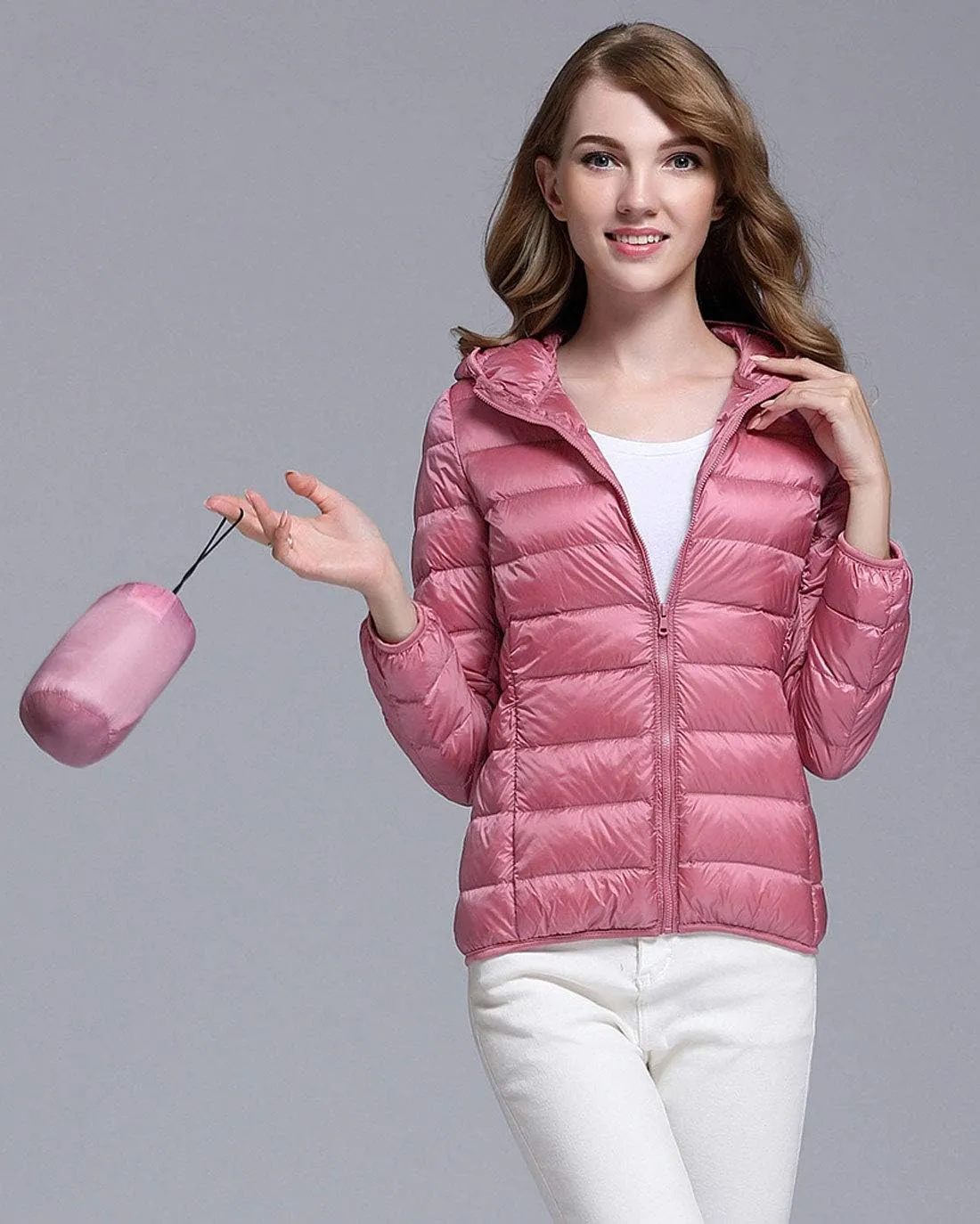 ebossy Women's Ultra-Light Packable Hooded Down Jacket