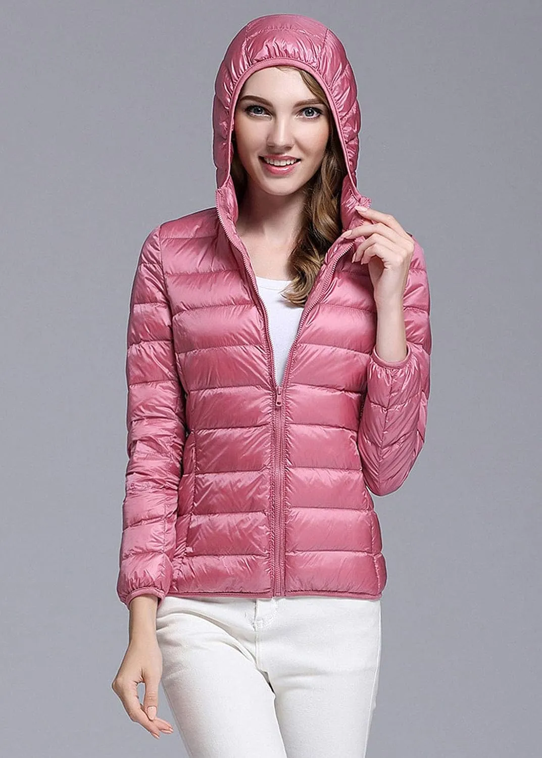 ebossy Women's Ultra-Light Packable Hooded Down Jacket