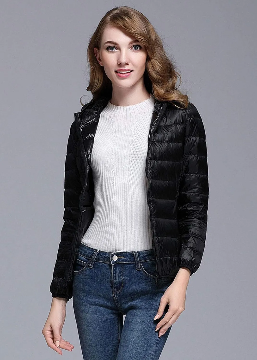 ebossy Women's Ultra-Light Packable Hooded Down Jacket