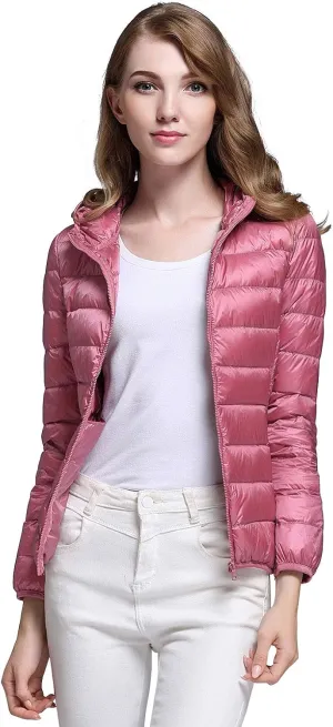 ebossy Women's Ultra-Light Packable Hooded Down Jacket