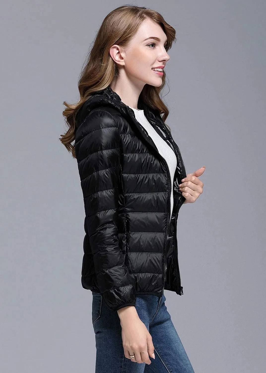 ebossy Women's Ultra-Light Packable Hooded Down Jacket