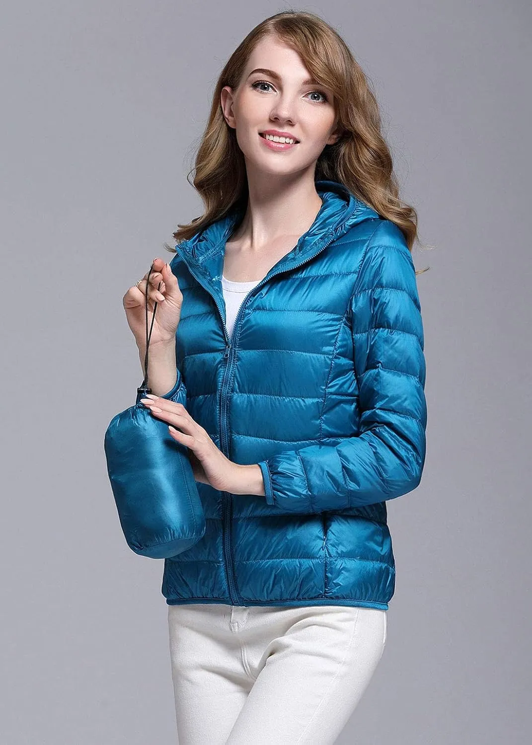 ebossy Women's Ultra-Light Packable Hooded Down Jacket