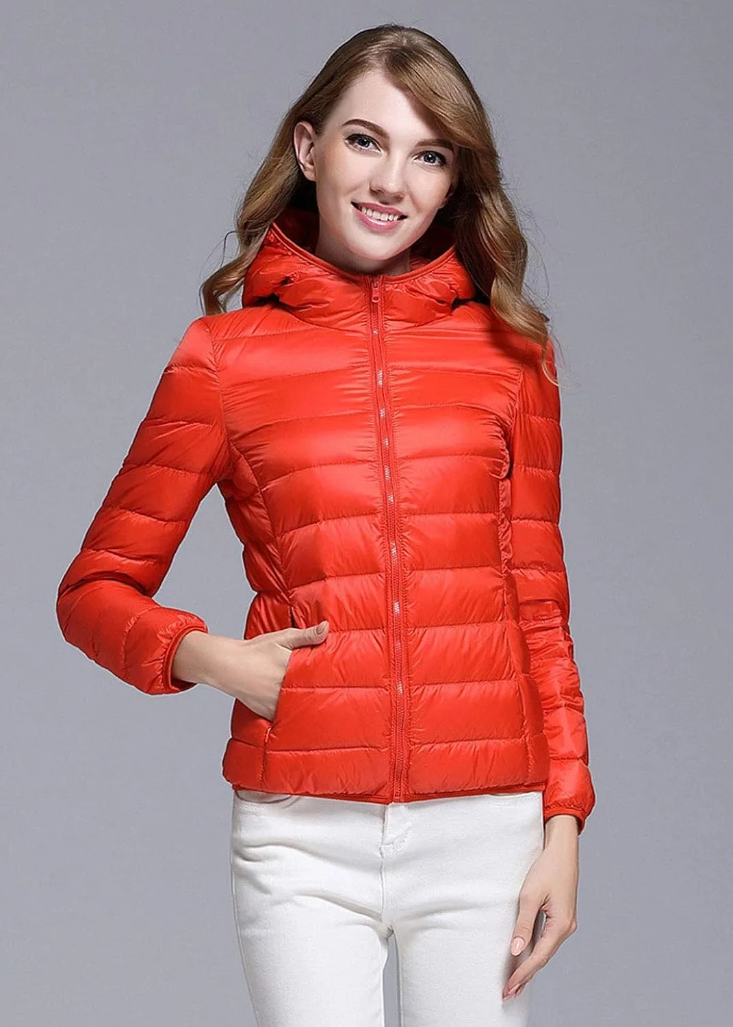ebossy Women's Ultra-Light Packable Hooded Down Jacket