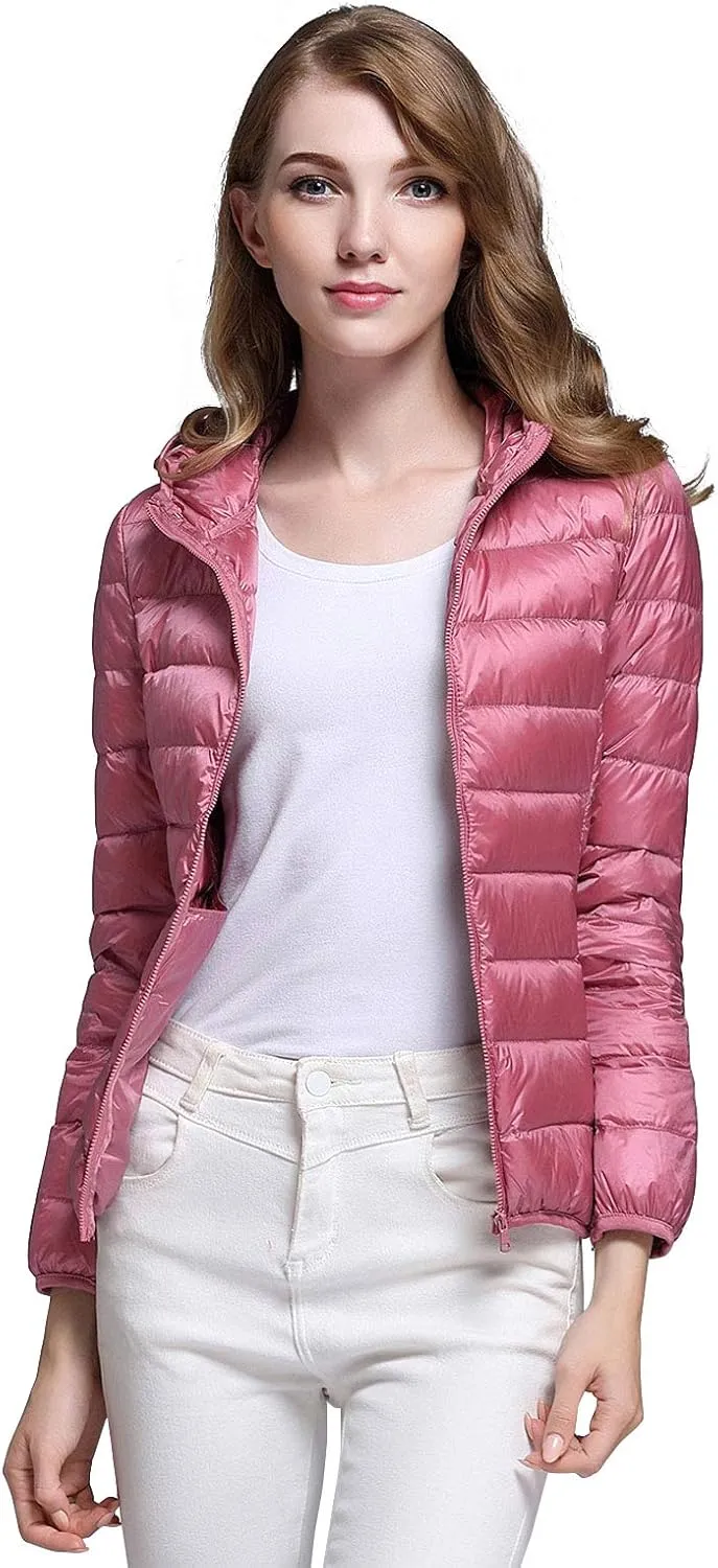 ebossy Women's Ultra-Light Packable Hooded Down Jacket