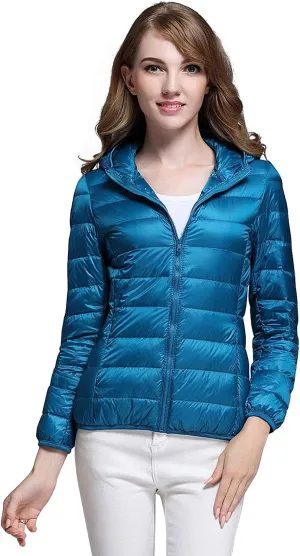 ebossy Women's Ultra-Light Packable Hooded Down Jacket