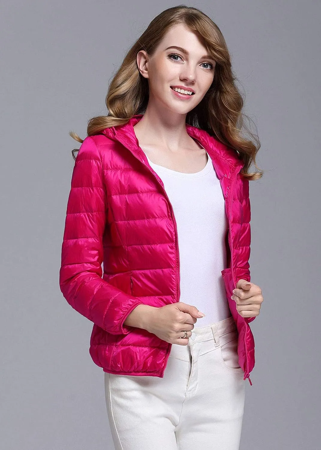 ebossy Women's Ultra-Light Packable Hooded Down Jacket