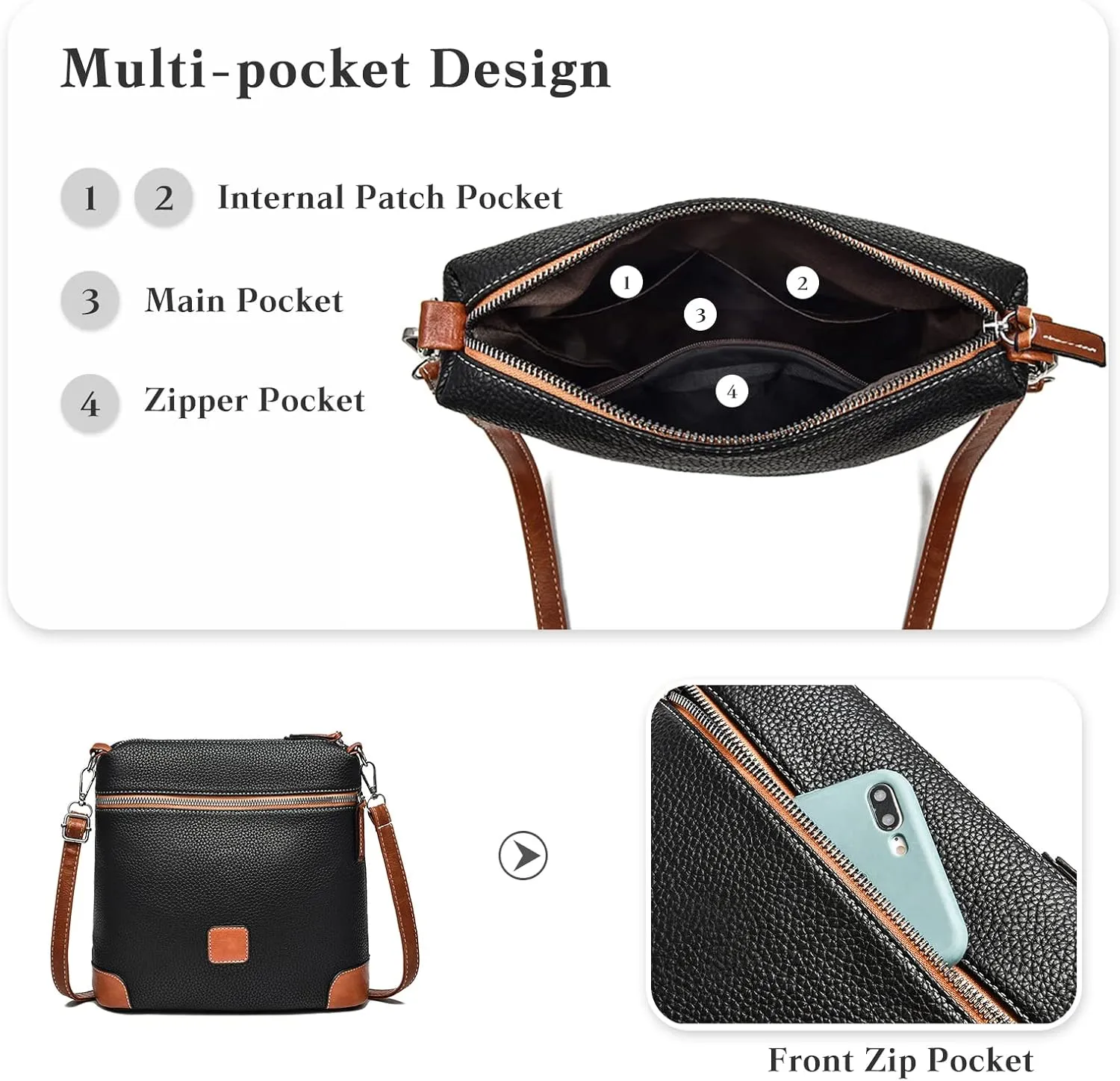 Elegant Bucket Bag Womens Crossbody Phone Bag Ladies Shoulder Bag
