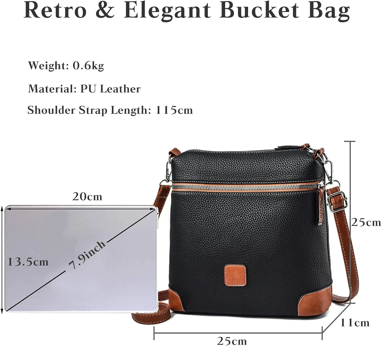 Elegant Bucket Bag Womens Crossbody Phone Bag Ladies Shoulder Bag