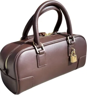 Elegant Lock Charm Genuine Leather Bag