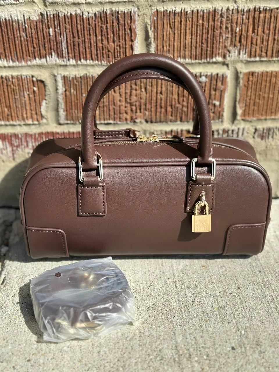 Elegant Lock Charm Genuine Leather Bag