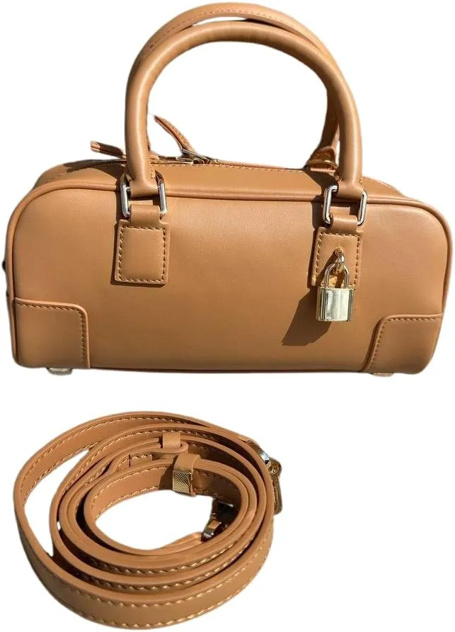 Elegant Lock Charm Genuine Leather Bag