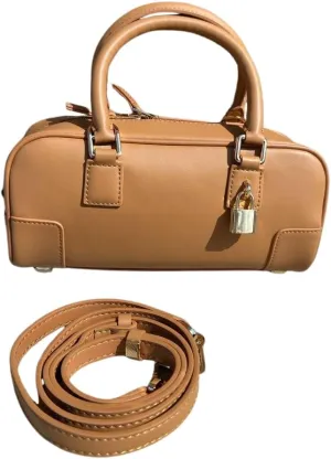 Elegant Lock Charm Genuine Leather Bag