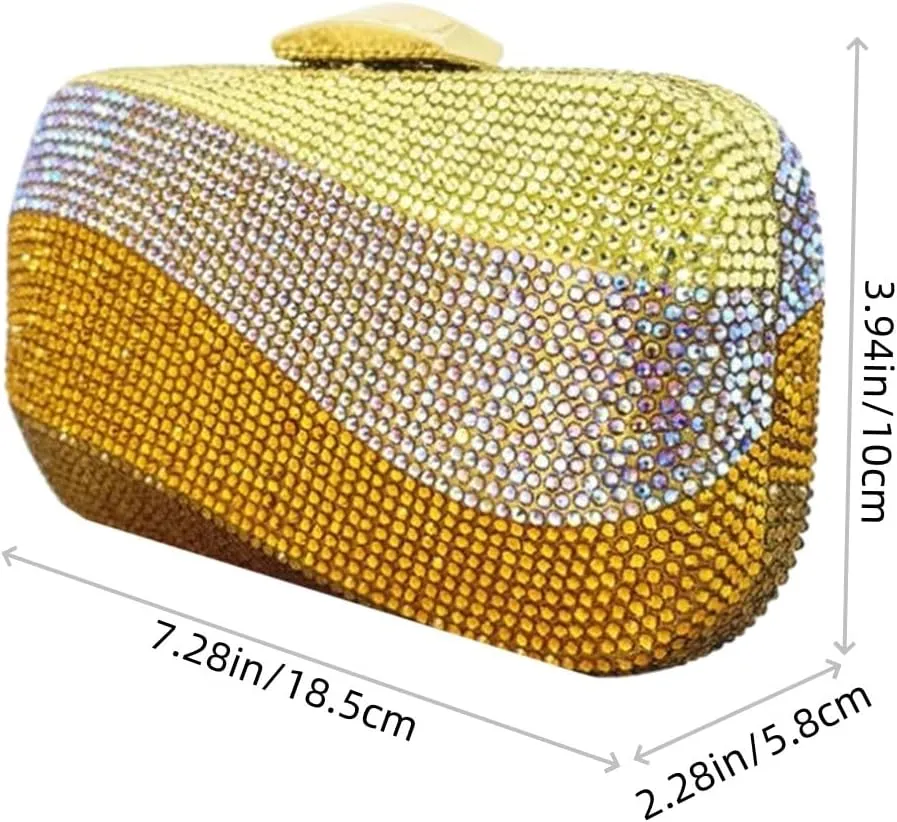 Elegant Rhinestone Box Evening Bag Women Formal Handbag Crystal Clutch Bridal Purse Wedding Bag