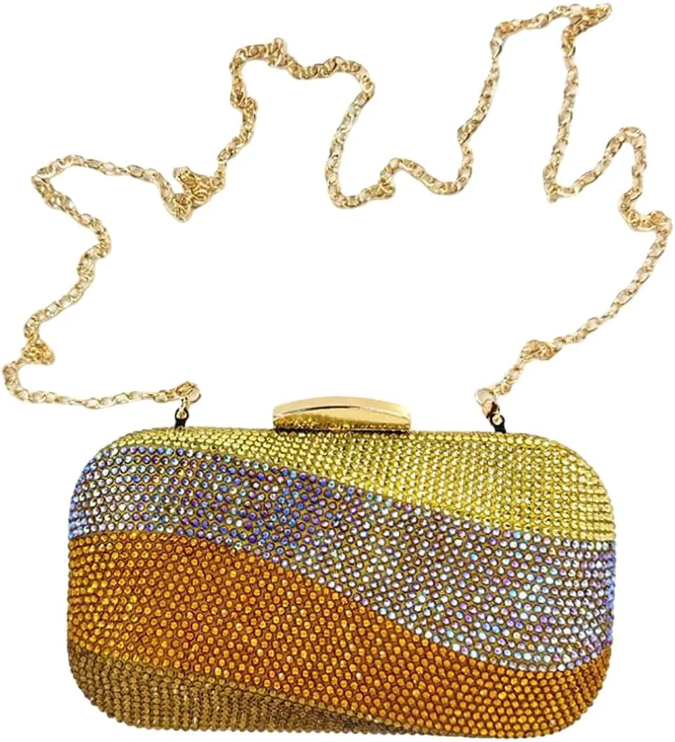 Elegant Rhinestone Box Evening Bag Women Formal Handbag Crystal Clutch Bridal Purse Wedding Bag