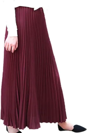 Elegant Womens Elastic Solid Skirt Midi Waist Pleated Skirt A Line Women Skirts
