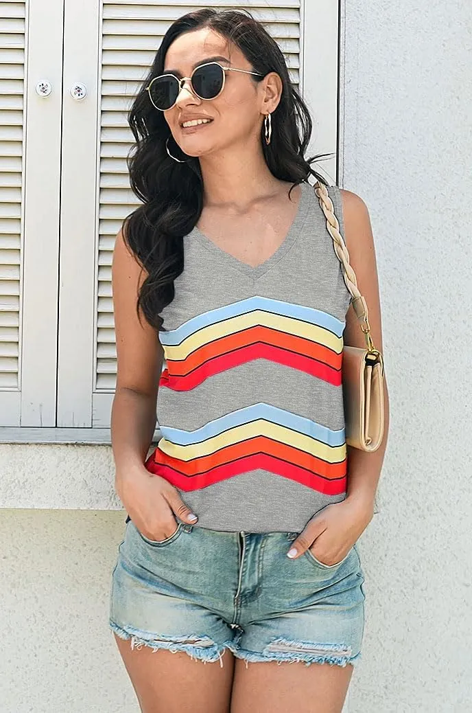 ETCYY Women's Sleeveless V Neck Tank Tops Summer Trendy 2025 Causal Cute Printed Loose Fit Workout Athletic Yoga Shirts
