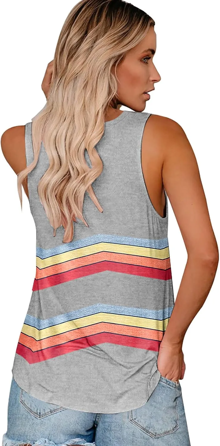 ETCYY Women's Sleeveless V Neck Tank Tops Summer Trendy 2025 Causal Cute Printed Loose Fit Workout Athletic Yoga Shirts