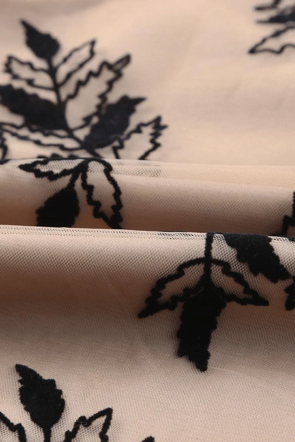 FASHION JUNKY Apricot Floral Leaves Embroidered High Waist Maxi Skirt