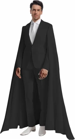 Fashion Mens Suit with Cape Classic Fit 2 Piece Peak Lapel Blazer Pants Single Breasted Prom Tuxedos for Party