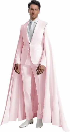 Fashion Mens Suit with Cape Classic Fit 2 Piece Peak Lapel Blazer Pants Single Breasted Prom Tuxedos for Party