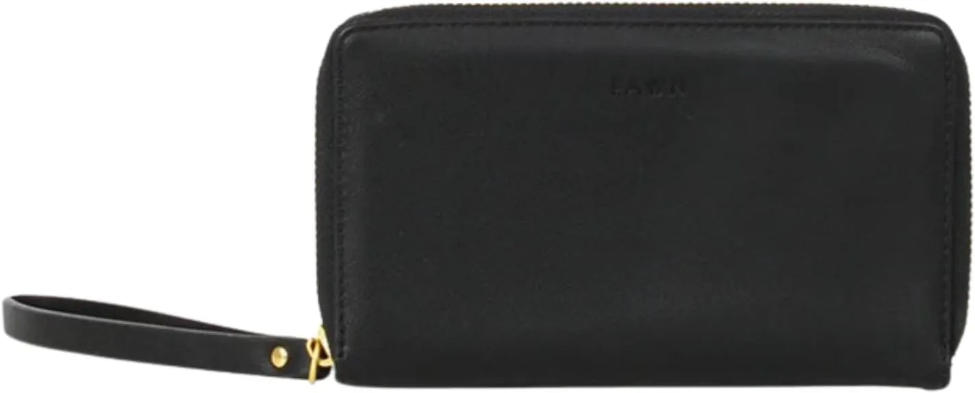 FAWN DESIGN The Wallet, Faux Leather Womens Wallet with Coin Pocket, ID and Credit Card Holder, Minimalist Wallet Women, Zipper Wallet with Wristlet Strap, 6.75 x 4 x 1 inches, Black
