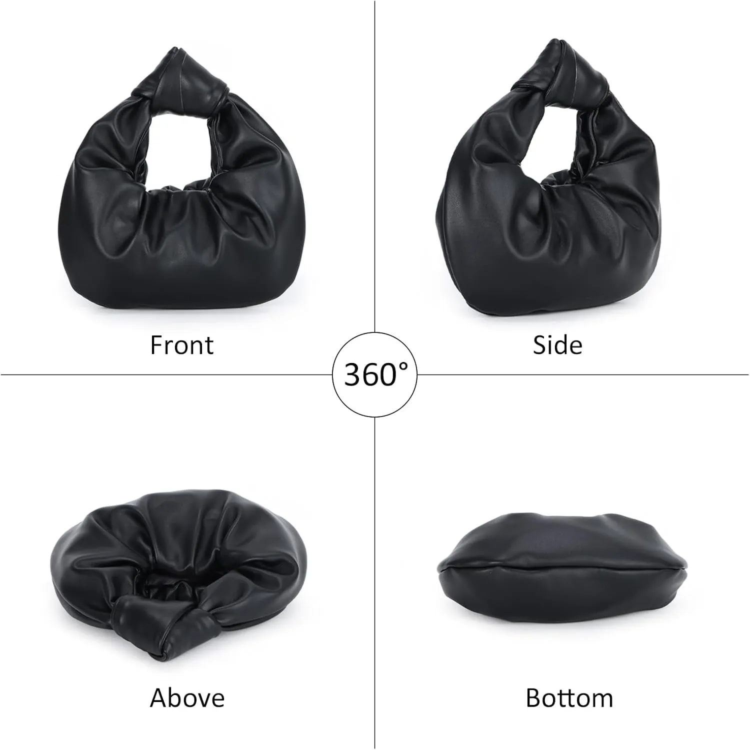 Fecialy Women's Ruched Clutch Purse PU Leather Hobo Handbag Knot Formal Evening Bag Pleated Bag