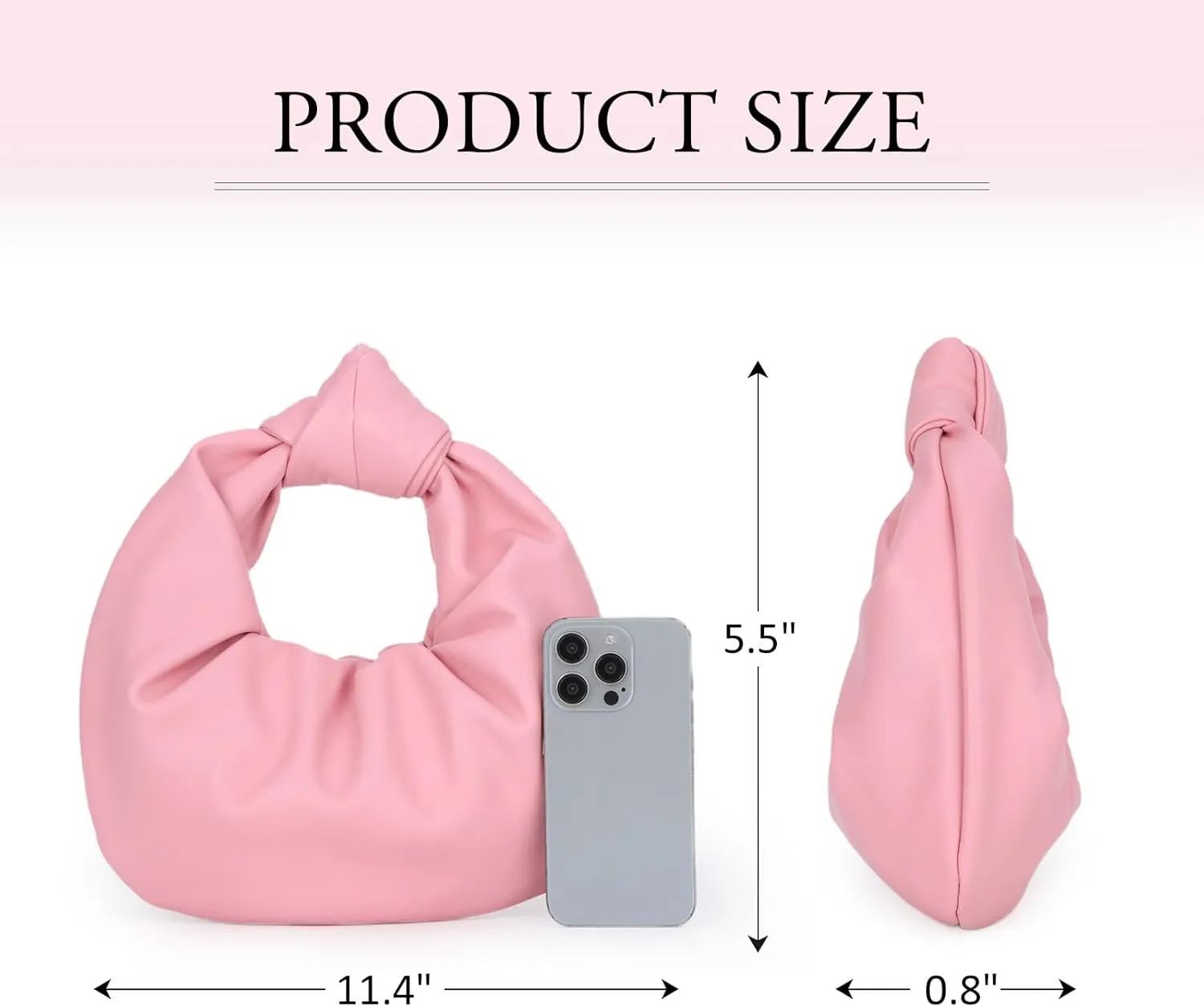 Fecialy Women's Ruched Clutch Purse PU Leather Hobo Handbag Knot Formal Evening Bag Pleated Bag