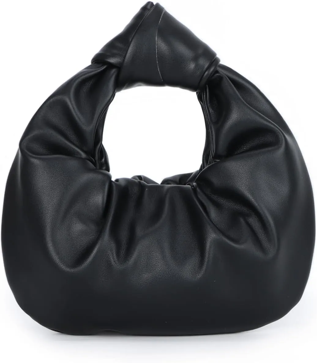 Fecialy Women's Ruched Clutch Purse PU Leather Hobo Handbag Knot Formal Evening Bag Pleated Bag
