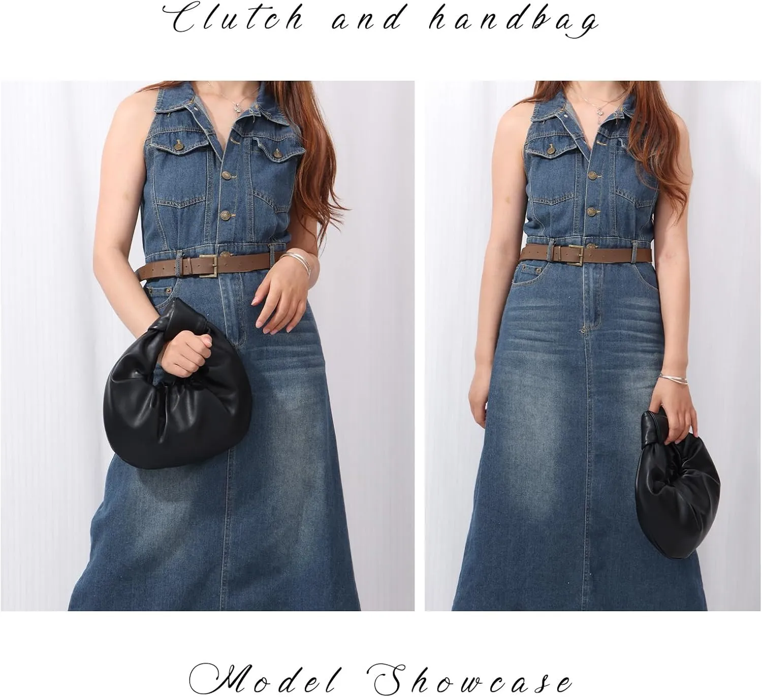 Fecialy Women's Ruched Clutch Purse PU Leather Hobo Handbag Knot Formal Evening Bag Pleated Bag