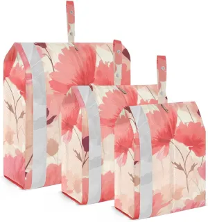 Floral Poppy Flowers Red Packing Cubes for Suitcases 3 Set Expandable Compression Luggage Packing Organizers for Carry on Suitcase Travel Accessories Luggage Organizer Bags Set